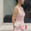 Blush Reverie Draped Midi Dress - Image 4