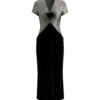 Noir Velvet V-Neck Midi Dress - Image 2