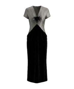 Alternative view of Noir Velvet V-Neck Midi Dress