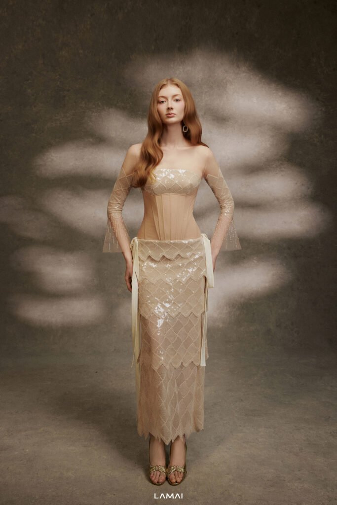 Champagne Mosaic Midi Dress